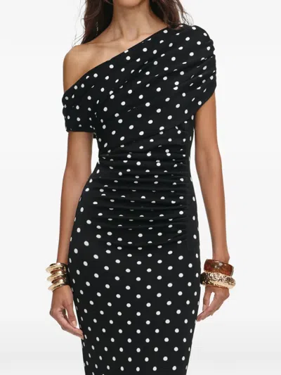 Self-portrait Polka-dot Maxi Dress In Black