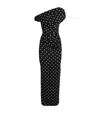 Self-portrait Polka-dot Asymmetric Maxi Dress In Black