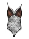 Self-portrait Polka Dot Mesh Bodysuit In Black