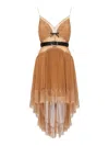 Self-portrait Polka Dot Mesh Mini Dress In Brown