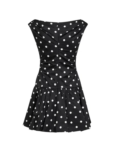 Self-portrait Polka-dot Midi Dress In Black