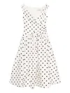 Self-portrait White Dress With All-over Polka Dot And Flared Skirt In Cotton Woman In White