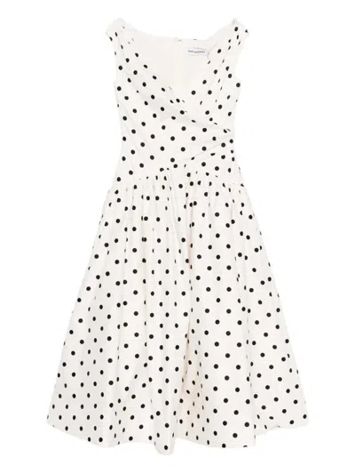 Self-portrait Polka Dot Midi Dress In White