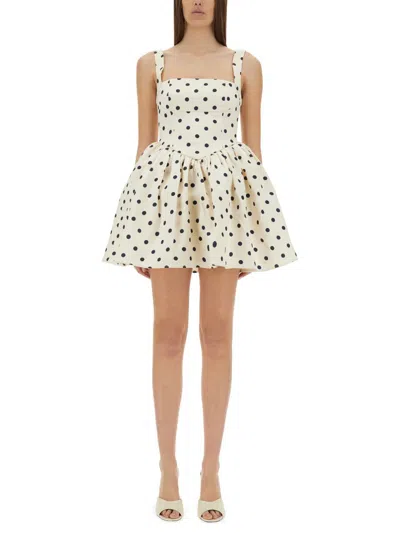 Self-portrait "polka Dot" Mini Dress In White