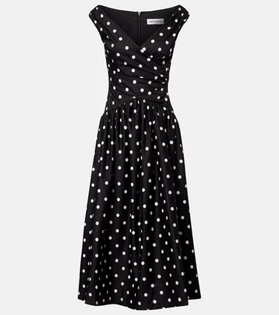 Self-portrait Polka-dot Off-shoulder Cotton Midi Dress In Multi
