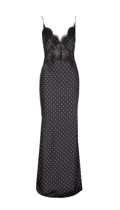 SELF-PORTRAIT POLKA DOT SATIN LACE DRESS