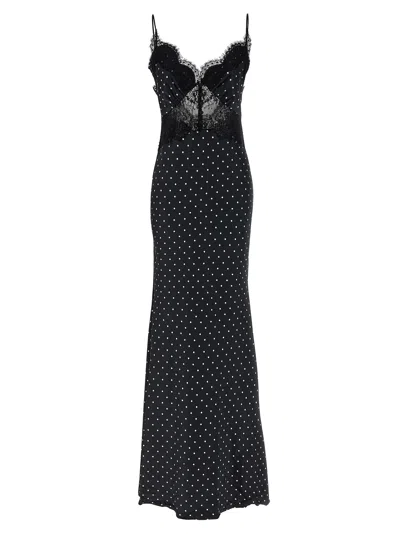 SELF-PORTRAIT SELF PORTRAIT 'POLKA DOT SATIN LACE MAXI' DRESS