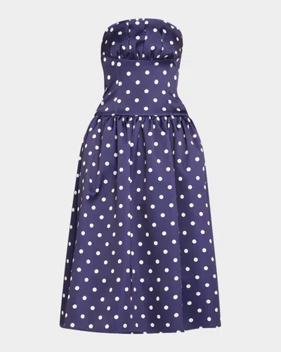 SELF-PORTRAIT POLKA DOT SATIN MIDI DRESS