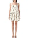 Self-portrait Pleated Polka-dot Duchesse-satin Mini Dress