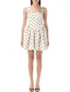 Self-portrait Pleated Polka-dot Duchesse-satin Mini Dress