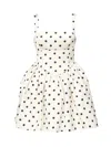 Self-portrait Pleated Polka-dot Duchesse-satin Mini Dress In White