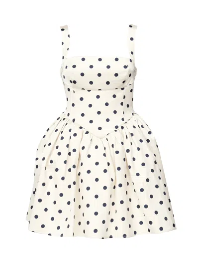 SELF-PORTRAIT POLKA DOT SATIN MINI DRESS