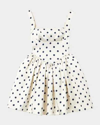 SELF-PORTRAIT POLKA DOT SATIN MINI DRESS