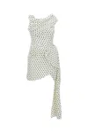 Self-portrait Tie-side Asymmetric Polka-dot Satin-crepe Mini Dress In Multi