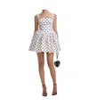 Self-portrait Pleated Polka-dot Duchesse-satin Mini Dress In White