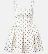 Self-portrait Pleated Polka-dot Duchesse-satin Mini Dress In White