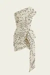 Self-portrait Polka Dot Satin Tie Side Mini Dress In Multi