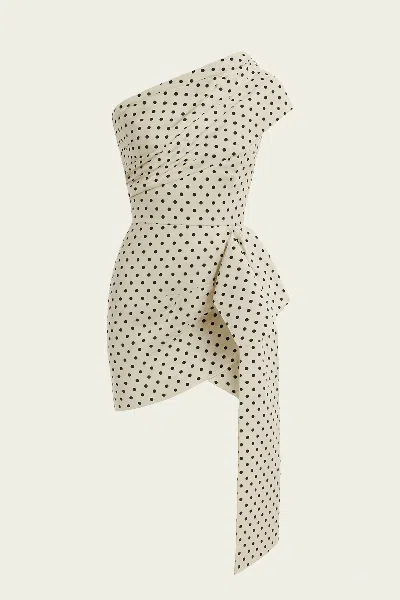 SELF-PORTRAIT POLKA DOT SATIN TIE SIDE MINI DRESS