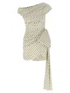 Self-portrait Polka Dot Satin Tie Side Mini Dress In Neutral