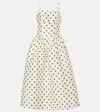 Self-portrait Cream Polka Dot Taffeta Midi Dress Cream In White
