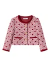 Self-portrait Self Portrait Girls Polka Dot Boucle Jacket In Red
