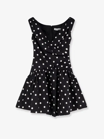 Self-portrait Polka-dots Cotton Mini Dress In Black