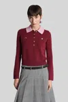 Self-portrait Contrast Collar Jumper Knitwear Bordeaux In Burgundy