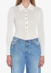 Self-portrait Knit Bodysuit In White