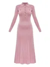Self-portrait Polo-neck Button-front Dress In Pink