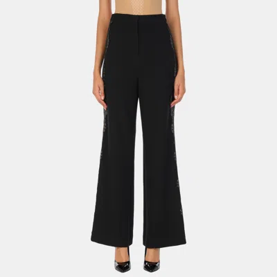 Pre-owned Self-portrait Polyester Trousers 8 In Black