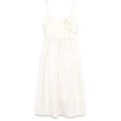 Self-portrait Floral-appliqué Satin Midi Dress In Multicolor