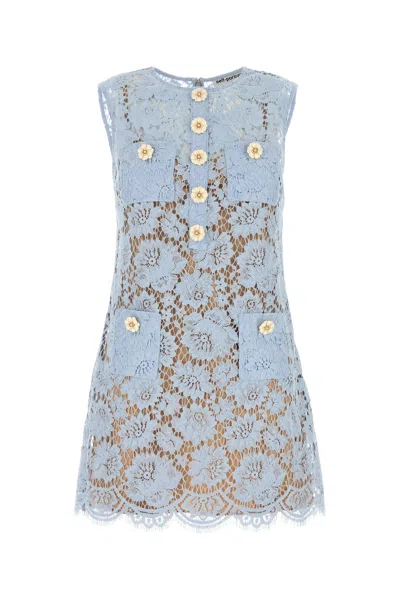 SELF-PORTRAIT POWDER BLUE LACE MINI DRESS