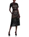 Self-portrait Prairie Guipure Lace Midi Dress In Black