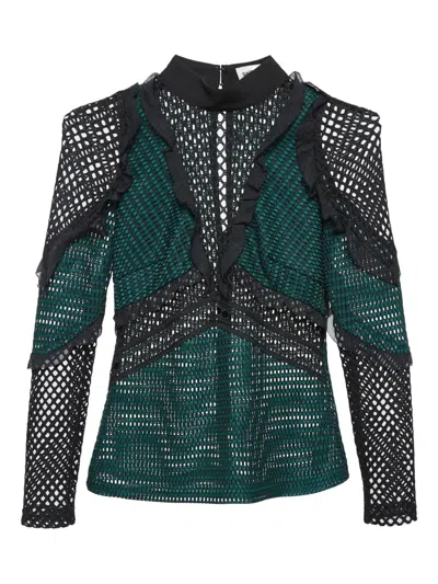 Pre-owned Self-portrait  Mesh Panelled Top