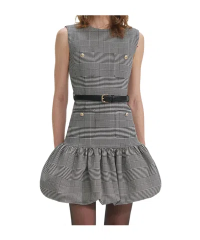 Self-portrait Prince Of Wales Check Mini Dress In Gray