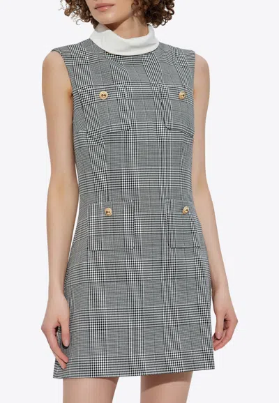 Self-portrait Self Portrait Women Sleeveless Prince Of Wales Check Mini Dress In Gray