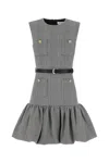 Self-portrait Fitted Bodice Black Dress With Flared Skirt And Scalloped Hemline In Gray