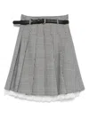 Self-portrait Prince Of Wales Check Pleated Midi Skirt In Gray