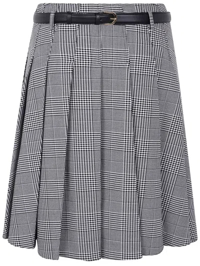 Self-portrait Prince Of Wales Check Pleated Midi Skirt