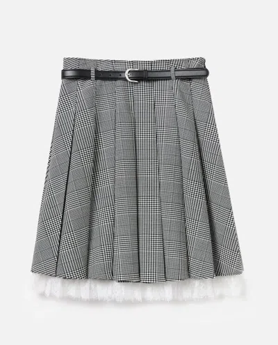 Self-portrait Prince Of Wales Check Pleated Midi Skirt In Gray