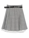 Self-portrait Prince Of Wales Check Pleated Midi Skirt In Gray