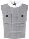 Self-portrait Prince Of Wales Check Top In Gray