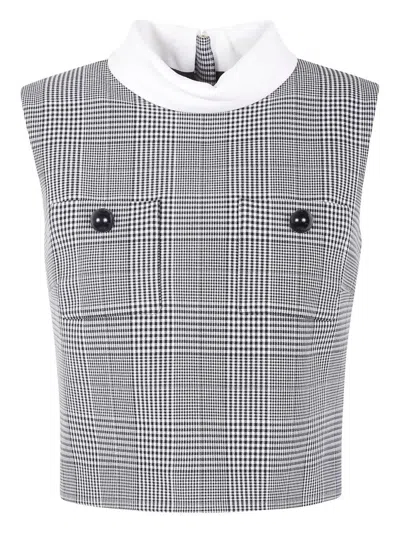 Self-portrait Prince Of Wales Check Top In Blue