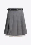 Self-portrait Prince Of Wales Pleated Midi Skirt In Gray