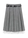 Self-portrait Prince Of Wales Pleated Midi Skirt In Gray