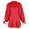 Self-portrait Printed Mini Dress In Red Polyester In Red