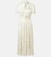 Self-portrait Satin Bow Print Midi Dress In White
