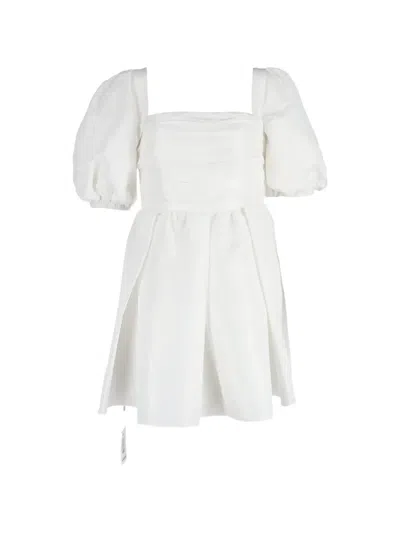 Pre-owned Self-portrait Puff-sleeve Mini Dress In White