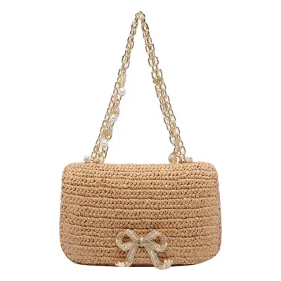 SELF-PORTRAIT RAFFIA BOW CHARM SHOULDER BAG