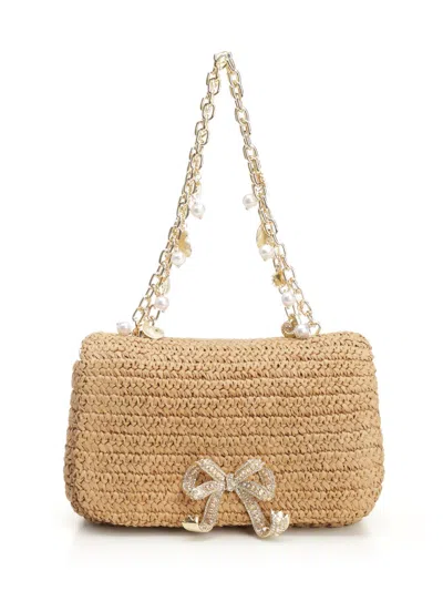 Self-portrait Raffia Bow Charm Shoulder Bag